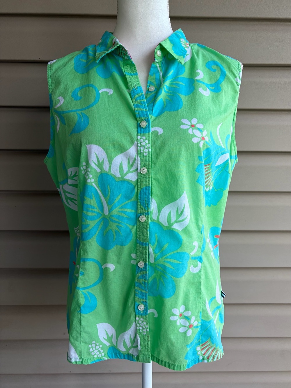 •Izod• Tropical Floral Print Sleeveless Blouse - Size XL